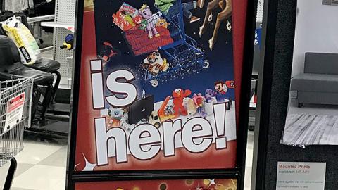 Meijer 'Toy Book Is Here' Stanchion Sign