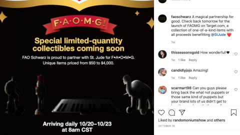 FAO Schwarz Target 'FAOMG' Instagram Update