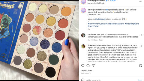 Harry Potter x ColourPop 'Spellbinding Colors' Instagram Update