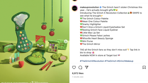 Revolution Beauty London Target 'The Grinch' Instagram Update