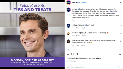 Petco 'Tips and Treats' Instagram Update