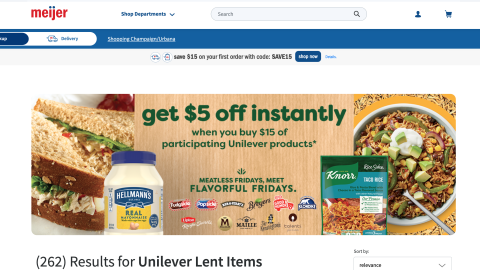 Meijer Unilever 'Meatless Fridays' Promotional Page