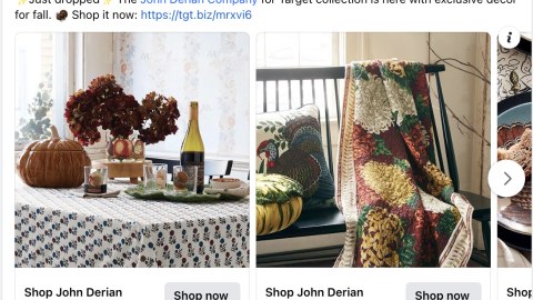 Target John Derian 'Exclusive Decor for Fall' Facebook Update