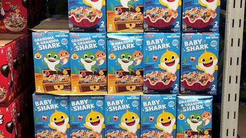 Sam's Club Kellogg's Baby Shark Cereal Pallet Display