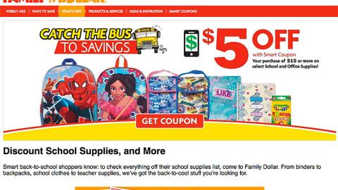 Family Dollar 'Catch the Bus to Savings' Web Page