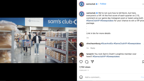 Sam's Club 'Everyone's a VIP' Instagram Update