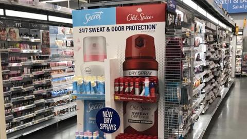 Walmart Secret Old Spice 'New Dry Sprays' Endcap Display