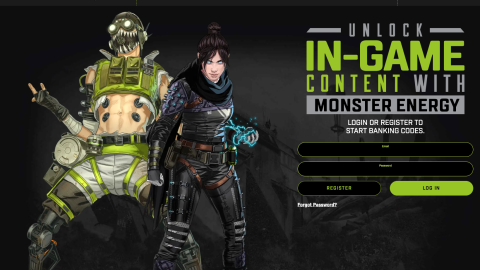Monster Energy Apex Legends 'Unlock In-Game Content' Web Page