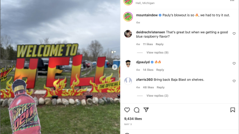 Mtn Dew 'Welcome to Hell' Instagram Update