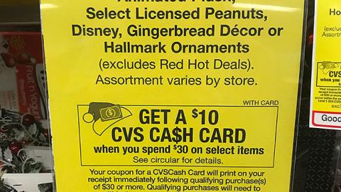 CVS '$10 CVS Cash Card' Shelf Sign