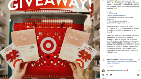 Pure Culture Target 'Giveaway' Instagram Update