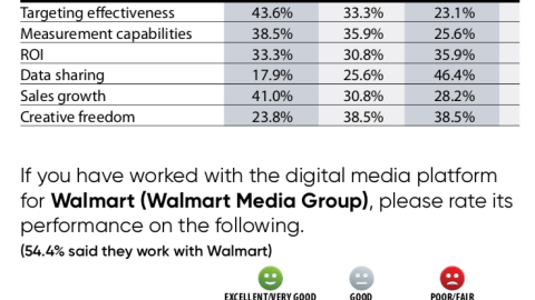 Rate Amazon (Amazon DSP) and Walmart (Walmart Media Group) on the Following