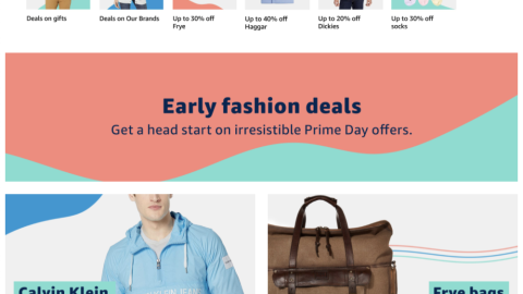 Amazon 'Early Fashion Deals' Landing Page