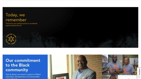 Walmart 'Supporting Black Communities' Landing Page