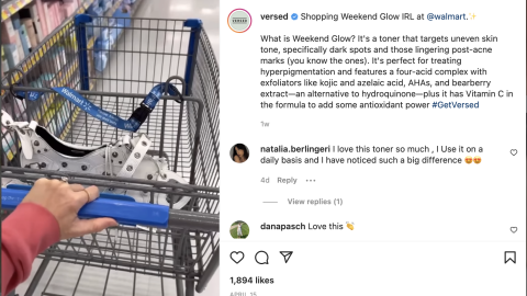 Versed Walmart 'Shopping Weekend Glow IRL' Instagram Update