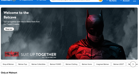 Walmart Batman Promotional Page