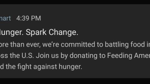 Walmart 'Fight Hunger, Spark Change' Mobile Push Notification