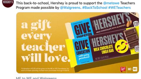 Walgreens Hershey 'Give Education' Retweet