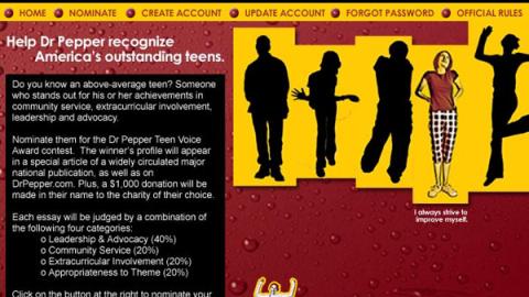 Wal-Mart/Dr Pepper Teen Voice Award Web Ad