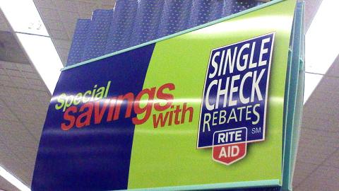 Rite Aid 'Single Check Rebates' Endcap Header