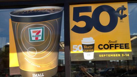 7-Eleven '50 Years of On-the-Go Coffee' Window Clings 