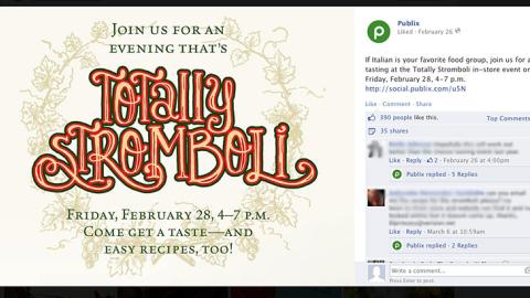 Publix 'Totally Stromboli' Facebook Update