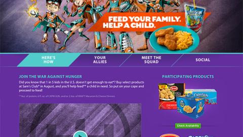 Sam's Club 'Be A Hunger Hero' Landing Page